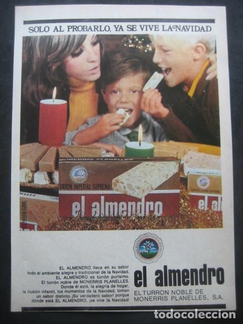 Collezionismo: TURRONES EL ALMENDRO. MONERRIS PLANELLES, JIJONA. PUBLICIDAD ANUNCIO DE REVISTA DE LOS A&Ntilde;OS 60