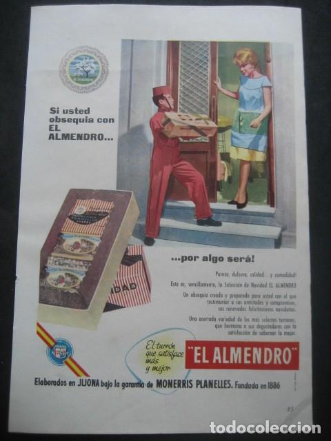 Coleccionismo: TURRONES EL ALMENDRO. MONERRIS PLANELLES, JIJONA. PUBLICIDAD ANUNCIO DE REVISTA DE LOS A&Ntilde;OS 60