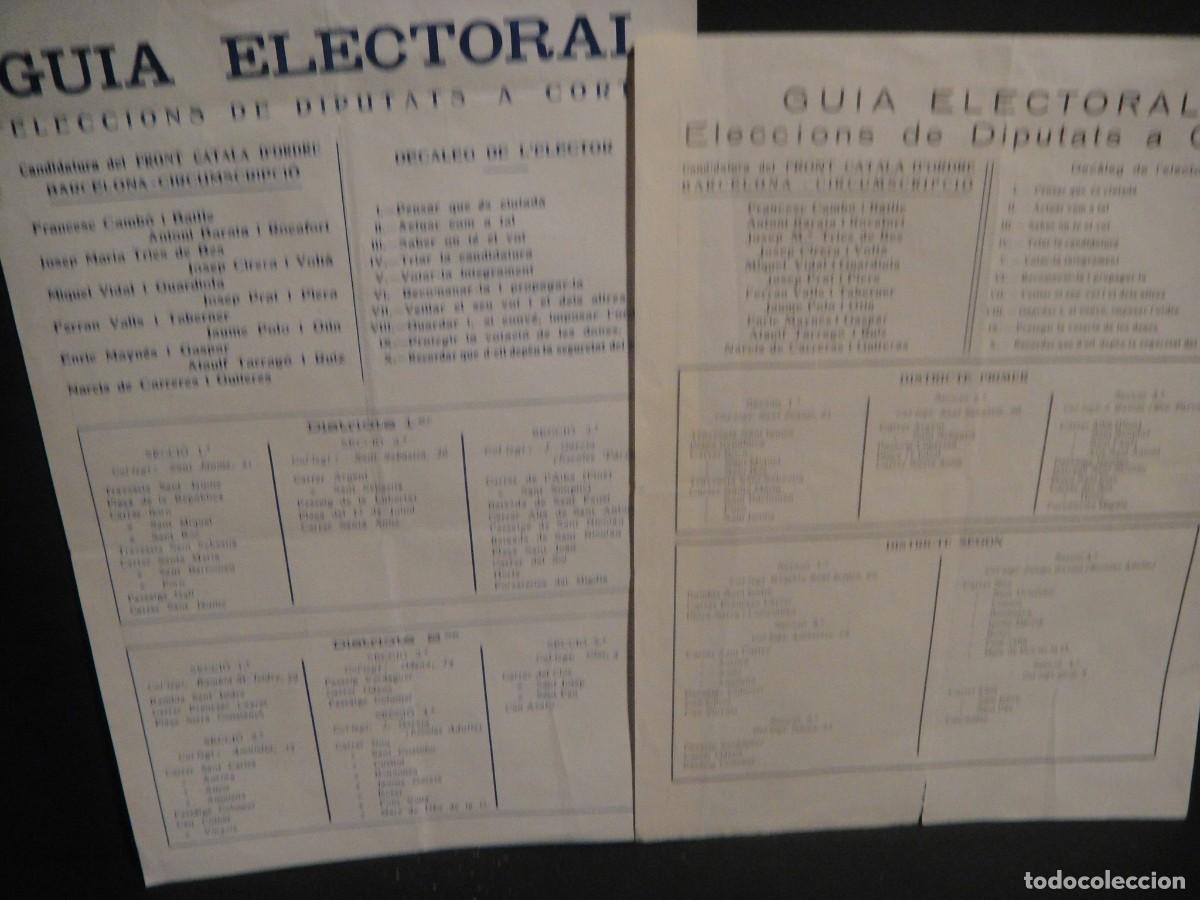 Coleccionismo: guia electoral de diputats a corts - candidatura del front catal&aacute; d'ordre