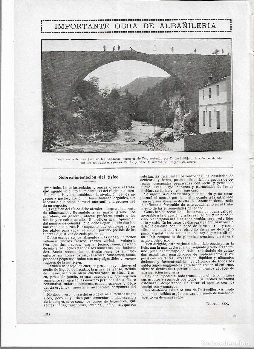 Colecionismo: A&Ntilde;O 1913 RECORTE PRENSA SANT JOAN DE LES ABADESSES PUENTE JOSE SITJAR IMPORTANTE OBRA DE ALBA&Ntilde;ILERIA