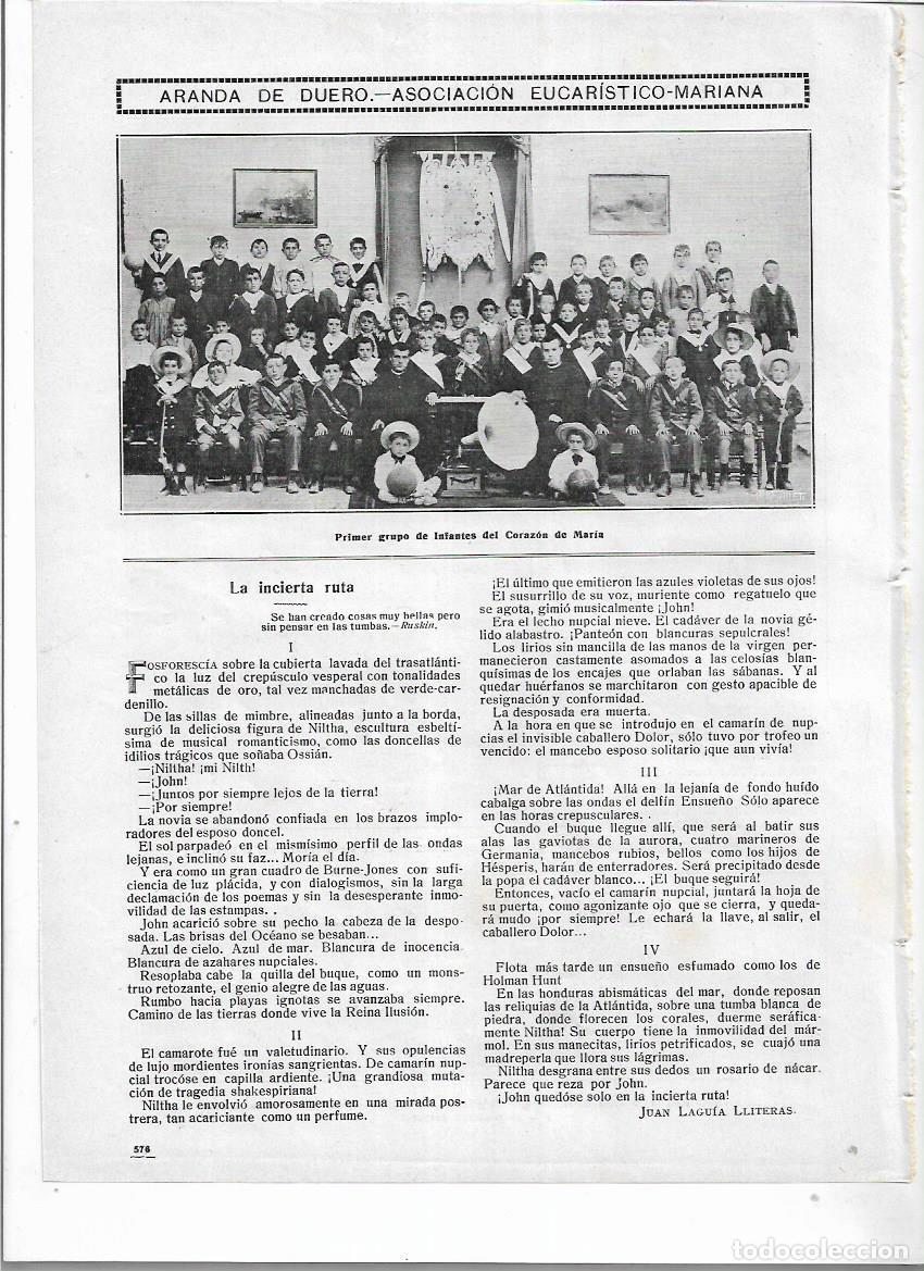 Collezionismo: A&Ntilde;O 1913 RECORTE PRENSA ARANDA DE DUERO GRUPO DE NI&Ntilde;OS INFANTES DEL CORAZON DE MARIA ASOCIACION