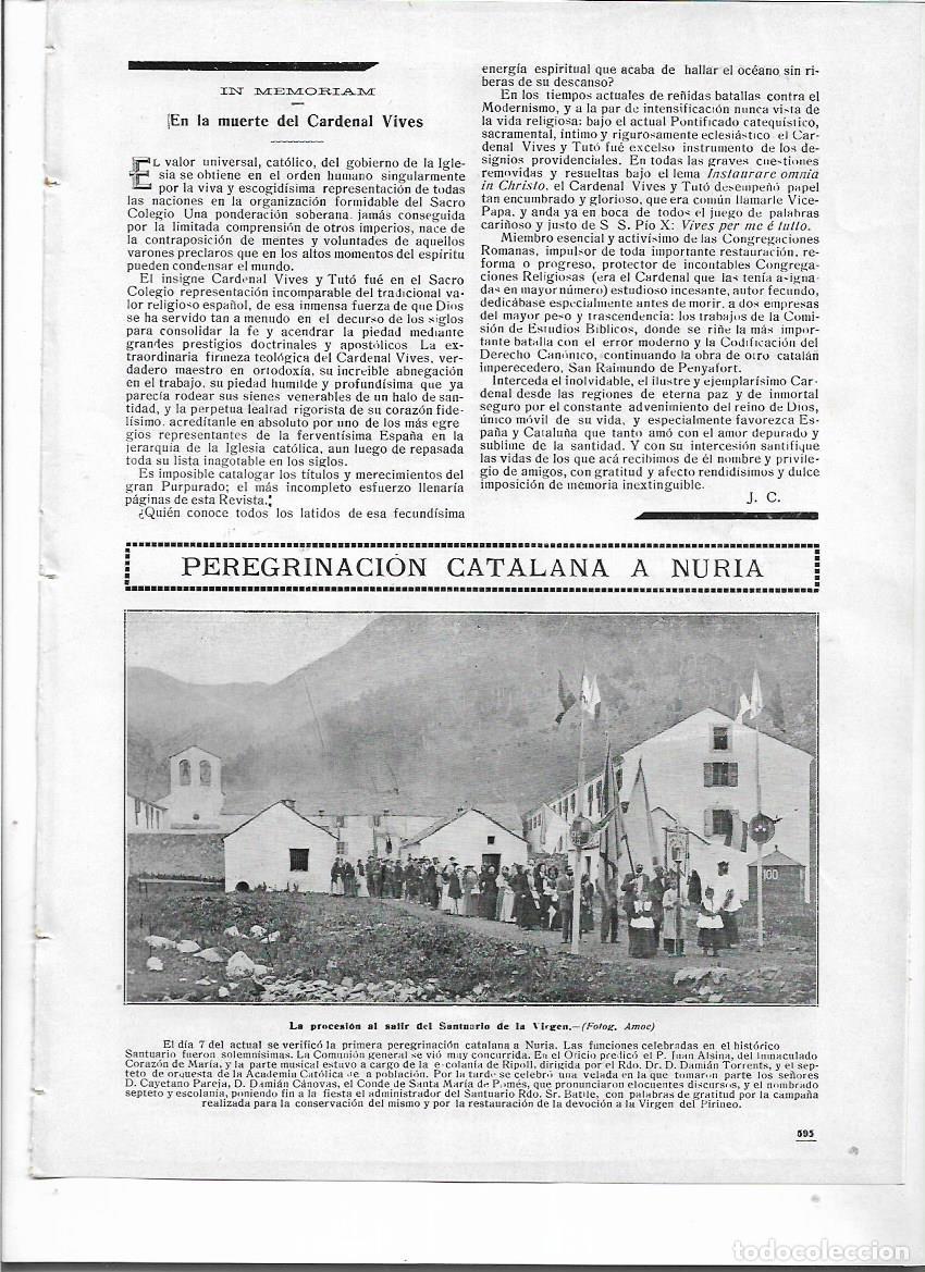 Colecionismo: A&Ntilde;O 1913 RECORTE PRENSA PRIMERA PEREGRINACION CATALANA A SANTUARIO DE NURIA