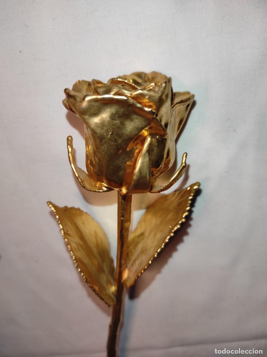 Coleccionismo: Rosa de la eternidad ba&ntilde;ada en oro - Foto 5