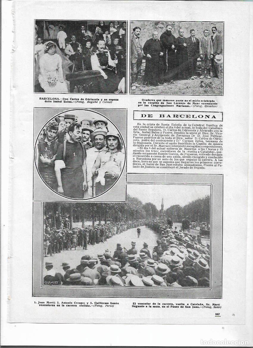 Coleccionismo: A&Ntilde;O 1913 RECORTE PRENSA BCNA CICLISMO VUELTA A CATALUNYA JUAN MARTI GUILLERMO AUSON PASSEIG ST JOAN