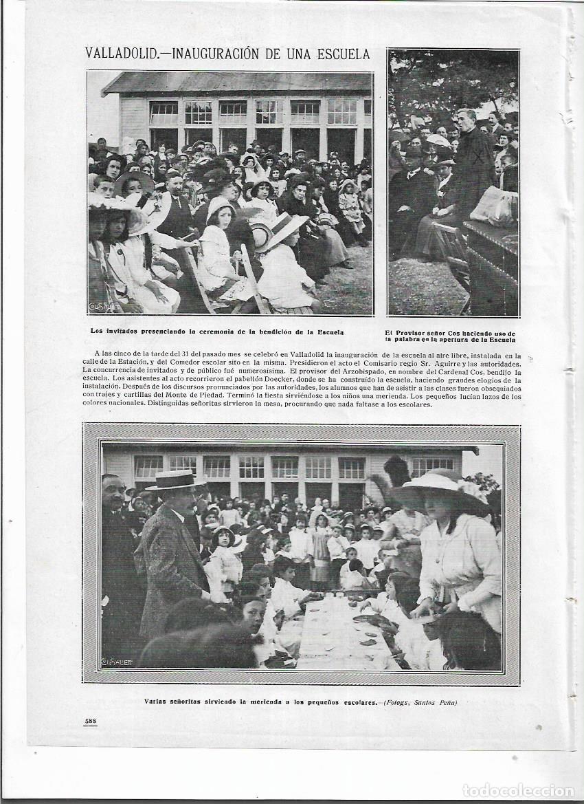 Colecionismo: A&Ntilde;O 1913 RECORTE PRENSA VALLADOLID INAUGURACION DE LA ESCUELA AL AIRE LIBRE COMEDOR ESCOLAR