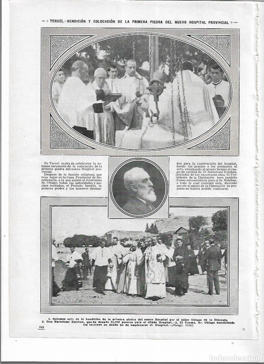 Collezionismo: A&Ntilde;O 1913 RECORTE PRENSA TERUEL BENDICION COLOCACION PRIMERA PIEDRA HOSPITAL PROVINCIAL