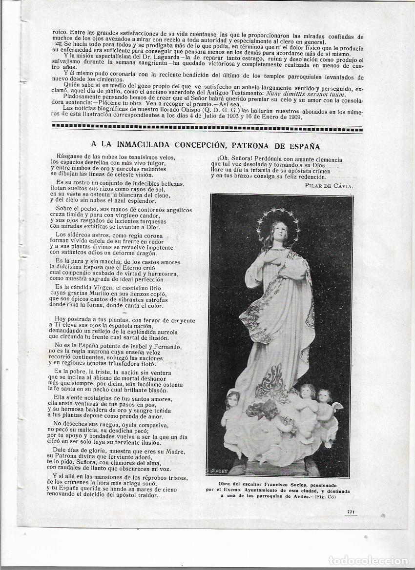 Coleccionismo: &Ntilde;O 1913 RECORTE PRENSA ESCULTURA AVILES INMACULADA CONCEPCION FRANCISCO SOCIES POESIA PILAR DE CAVIA