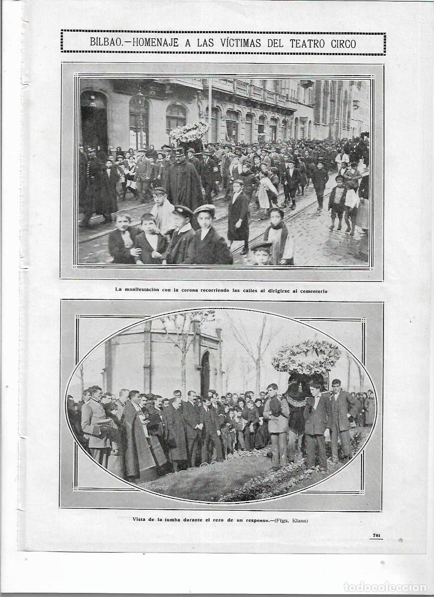 Colecionismo: A&Ntilde;O 1913 RECORTE PRENSA BILBAO HOMENAJE A LAS VICTIMAS DEL TEATRO CIRCO CORONA FLORES CEMENTERIO