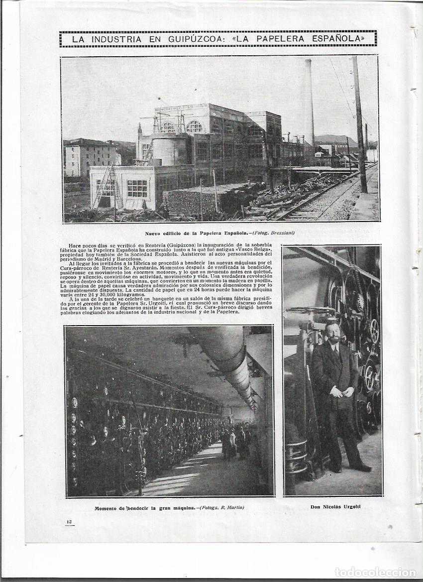 Colecionismo: A&Ntilde;O 1913 RECORTE PRENSA INAUGURACION LA PAPELERA ESPA&Ntilde;OLA NICOLAS URGOITI INDUSTRIA GUIPUZCOA
