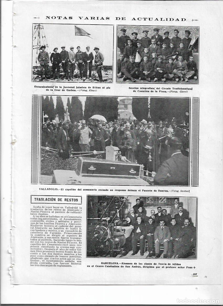 Colecionismo: &Ntilde;O 1913 RECORTE PRENSA VALLADOLID TRASLADO RESTOS MORTALES ALMIRANTE MACIAS PICAVEA PANTEON ILUSTRES