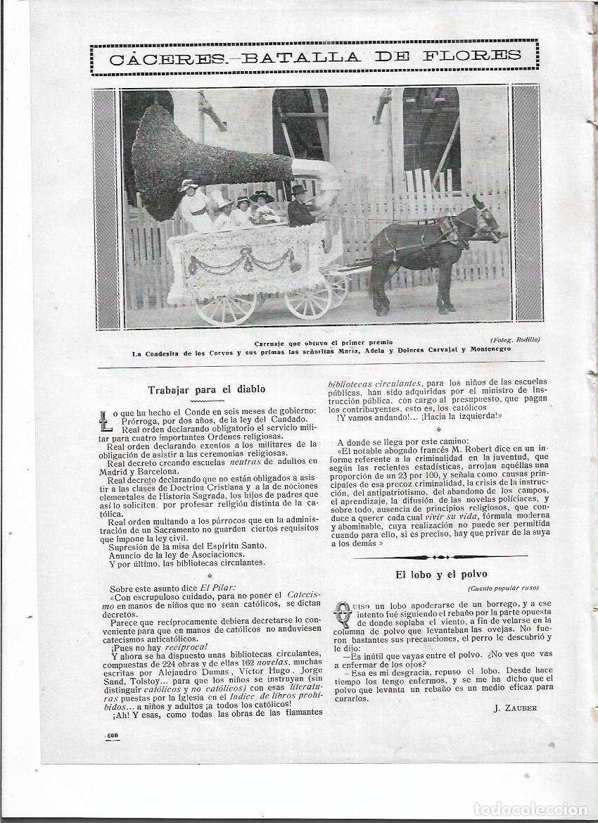 Colecionismo: &Ntilde;O 1913 RECORTE PRENSA CACERES BATALLA DE FLORES CARROZAS CARRUAJE GANADOR PRIMER PREMIO