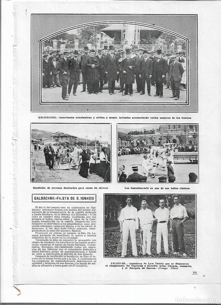 Collectionnisme: A&Ntilde;O 1913 RECORTE PRENSA GALDACANO FIESTAS INAUGURACION CAPILLA STA BARBARA LA DINAMITA SPATADANZARIS