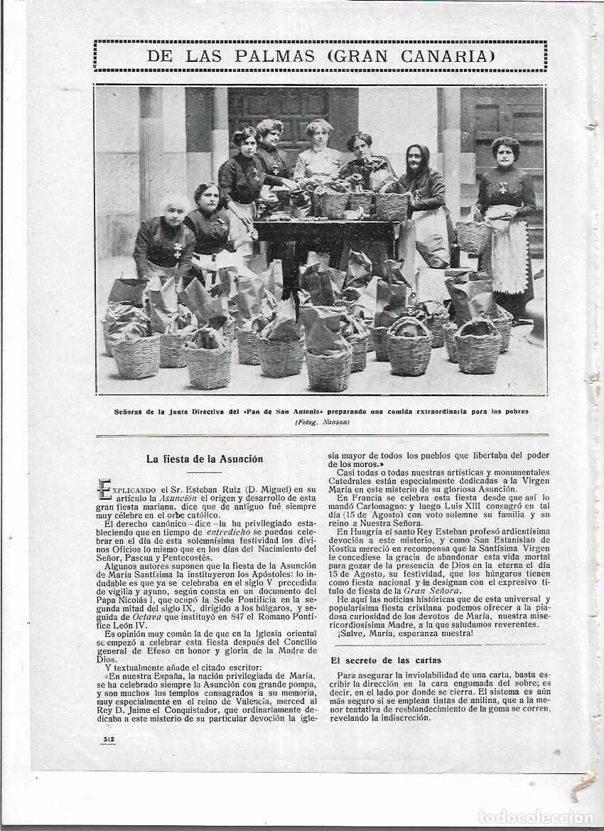 Colecionismo: A&Ntilde;O 1913 RECORTE PRENSA LAS PALMAS GRAN CANARIA SE&Ntilde;ORAS JUNTA DIRECTIVA DEL PAN DE SAN ANTONIO
