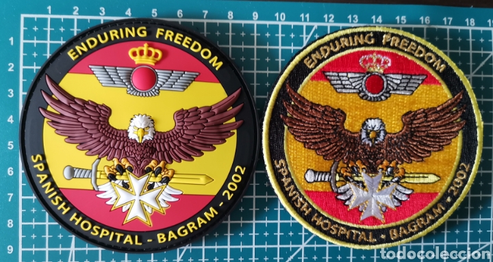 Coleccionismo: Lote 2 Parches SPANISH HOSPITAL BAGRAM AFGANIST&Aacute;N 2002 EJ&Eacute;RCITO &Aacute;IRE ESPA&Ntilde;A ENDURING FREEDOM
