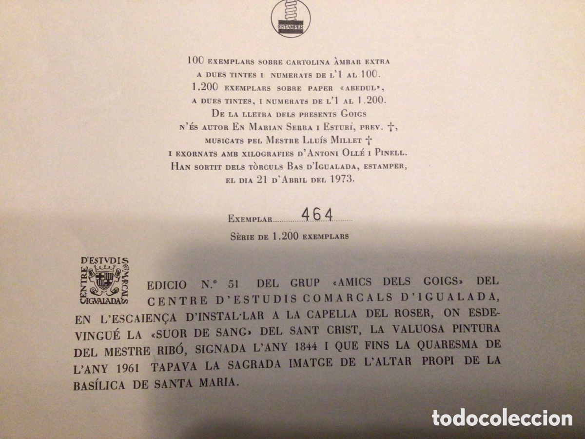 Coleccionismo: GOIGS DEL ST. CRIST D&rsquo;IGUALADA - Foto 5