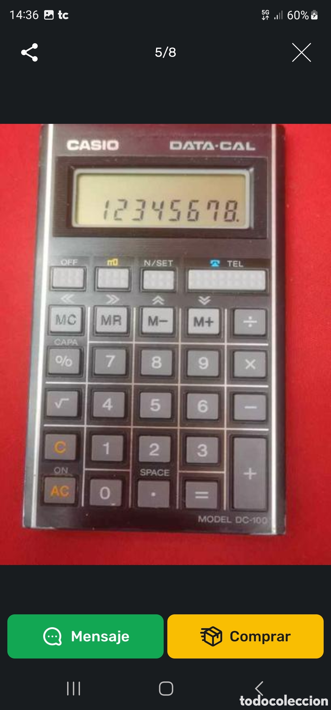 Coleccionismo: Calculadora vintage casio Data cal dc 100 funciona - Foto 4
