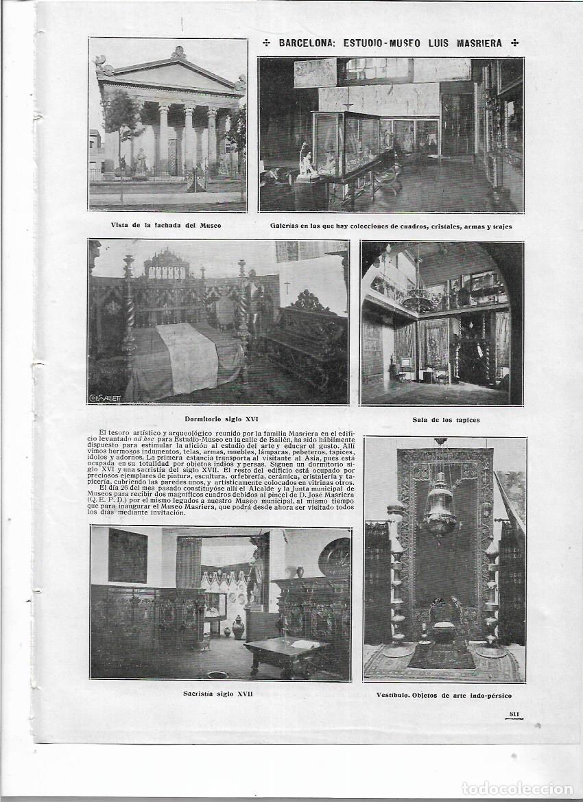 Collezionismo: A&Ntilde;O 1913 RECORTE PRENSA BARCELONA ESTUDIO MUSEO LUIS MASRIERA ARTE TAPICES PINTURA CUADROS ARMAS