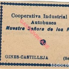Coleccionismo: GINES-CASTILLEJA (SE, 1954, RETAL DE PUBLICACIÓN, PUBLICIDAD COOP. AUTOBUSES NTRA. SRA. DE LOS REYES. Lote 401526719