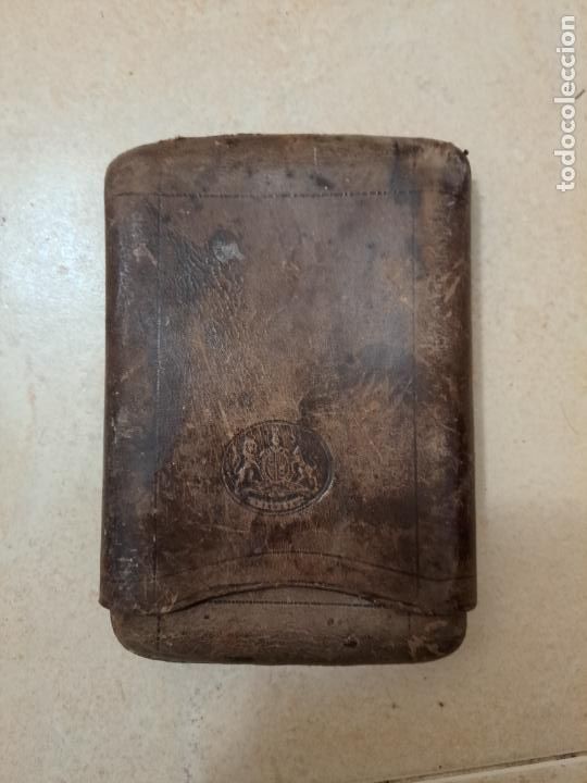 Coleccionismo: Gran tabaquera petaca de piel - Foto 1