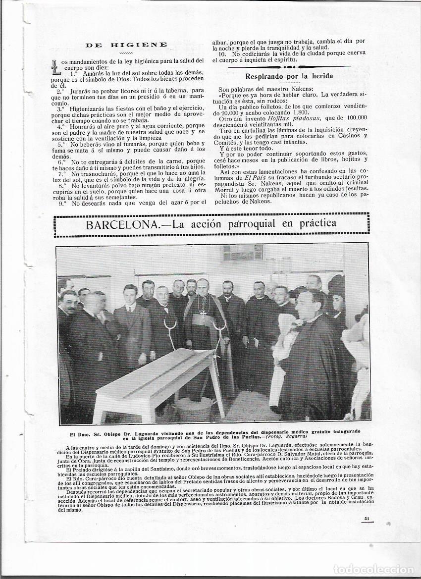 Collezionismo: A&Ntilde;O 1912 RECORTE PRENSA BARCELONA INAUGURACION DISPENSARIO MEDICO GRATUITO IGLESIA SAN PEDRO PUELLAS