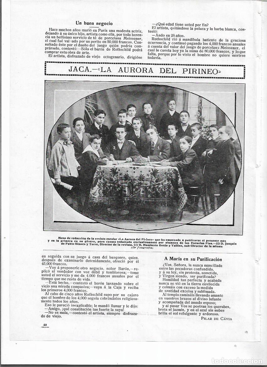 Collezionismo: A&Ntilde;O 1912 RECORTE PRENSA JACA REDACCION REVISTA ESCOLAR LA AURORA DEL PIRINEO ALUMNOS ESCUELAS PIAS