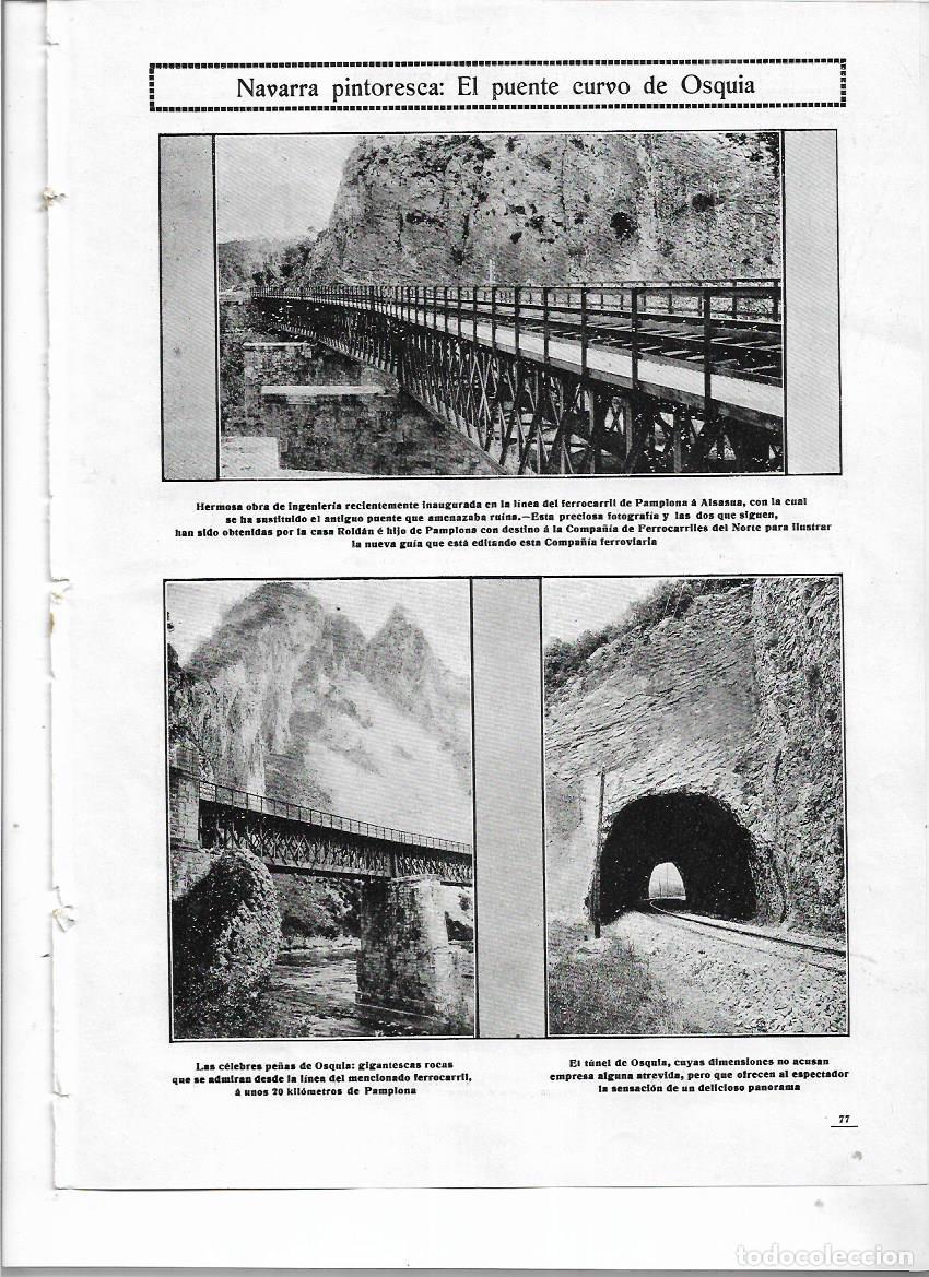 Colecionismo: A&Ntilde;O 1912 RECORTE PRENSA NAVARRA PUENTE CURVO DE OSQUIA FERROCARRIL DE PAMPLONA A ALSASUA