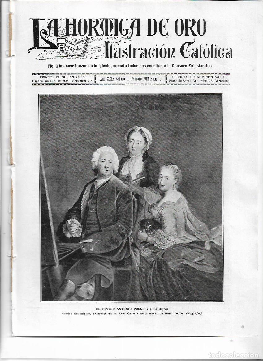Collezionismo: A&Ntilde;O 1912 RECORTE PRENSA PINTURA EL PINTOR ANTONIO PESNE Y SUS HIJAS CUADRO PINTADO POR EL MISMO