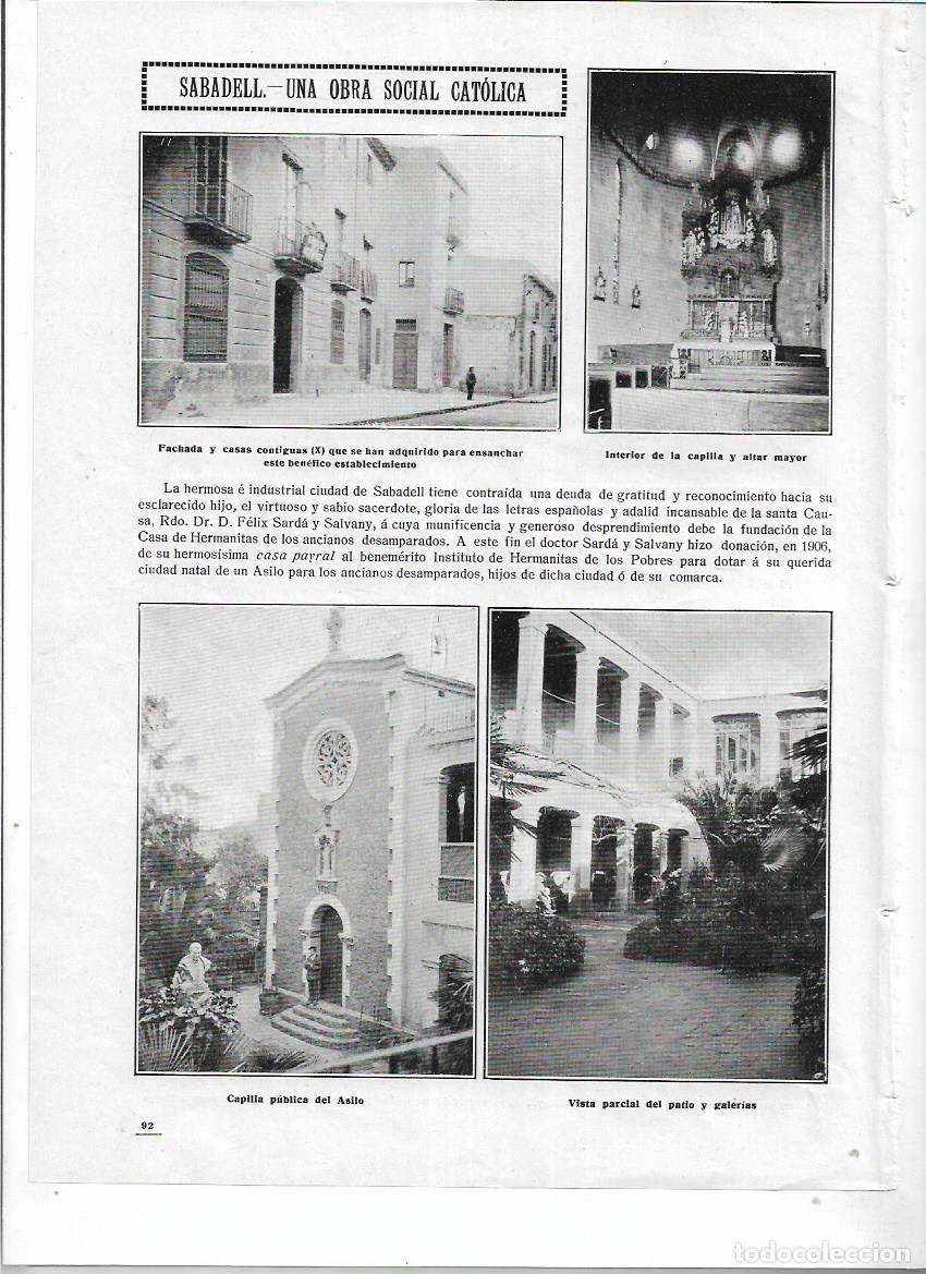 Collecting paper: A&Ntilde;O 1912 RECORTE PRENSA SABADELL OBRA SOCIAL CASA HERMANITAS POBRES DONACION DOCTOR SARDA SALVANY