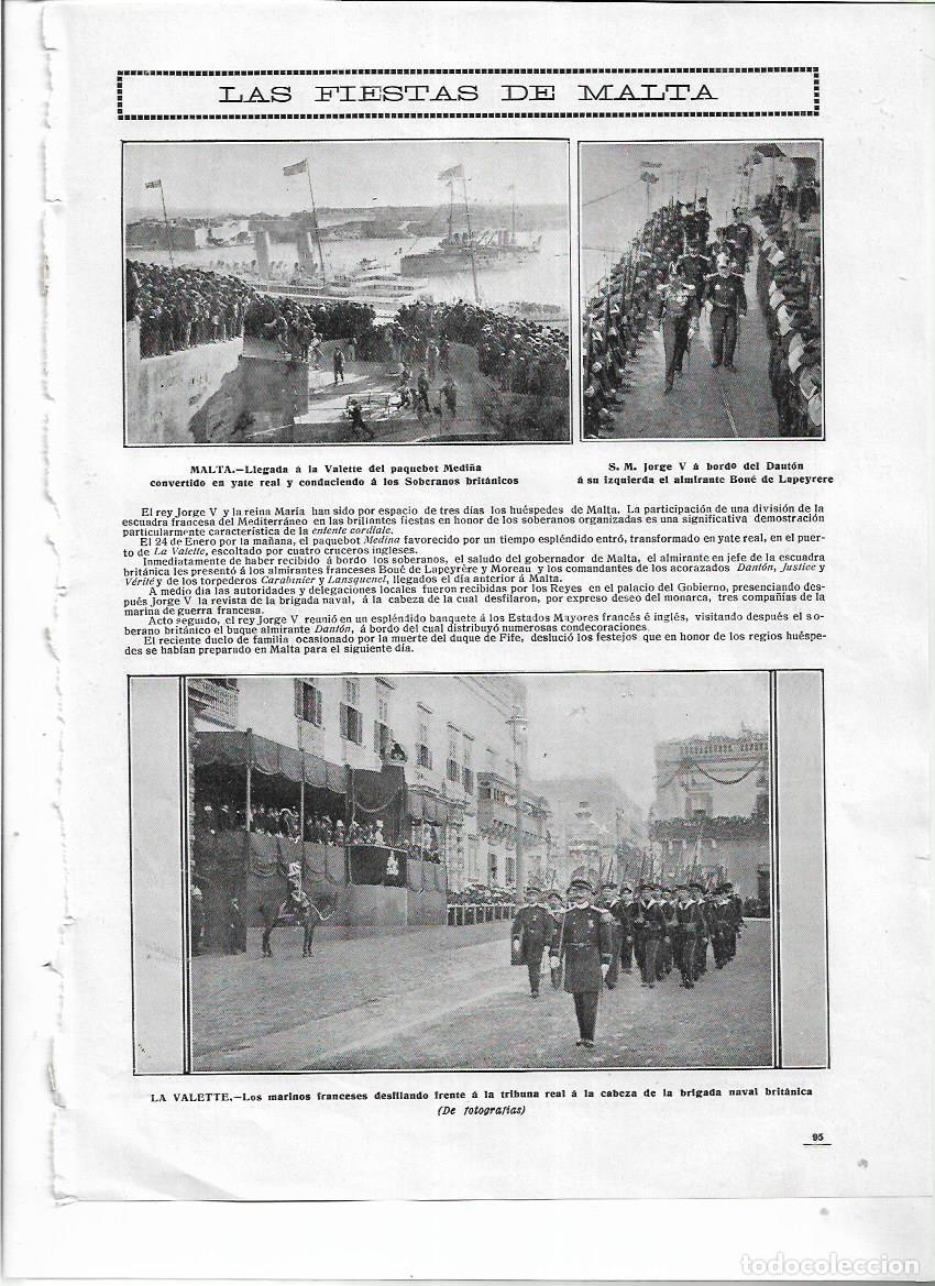 Collezionismo: A&Ntilde;O 1912 RECORTE PRENSA FIESTAS DE MALTA LA VALETTE VISITA SOBERANOS BRITANICOS DESFILE MARINOS