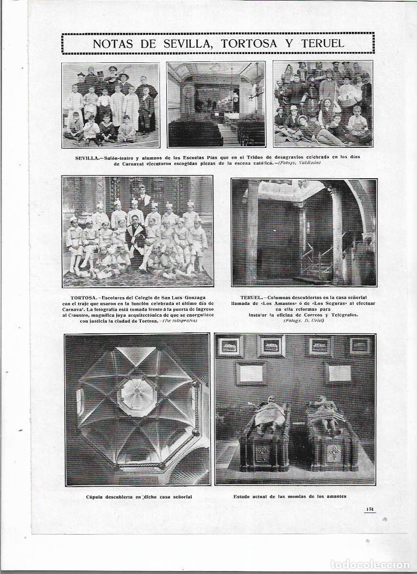 Collezionismo: A&Ntilde;O 1912 RECORTE PRENSA TERUEL CASA DE LOS AMANTES LOS SEGURAS DESCUBRIMIENTO COLUMNAS MOMIAS