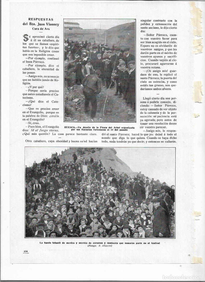Sammelleidenschaft Papier: 1912 RECORTE PRENS HUESCA FIESTA DEL ARBOL ESCUELAS SALESIANAS BANDA INFANTIL MUSICA CORNETAS TAMBOR