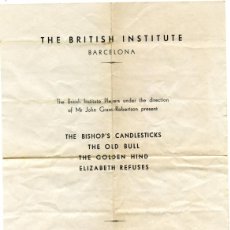 Coleccionismo: BRITISH INSTITUTE DE BARCELONA PROGRAMA DE FUNCIONES TEATRALES (1949)