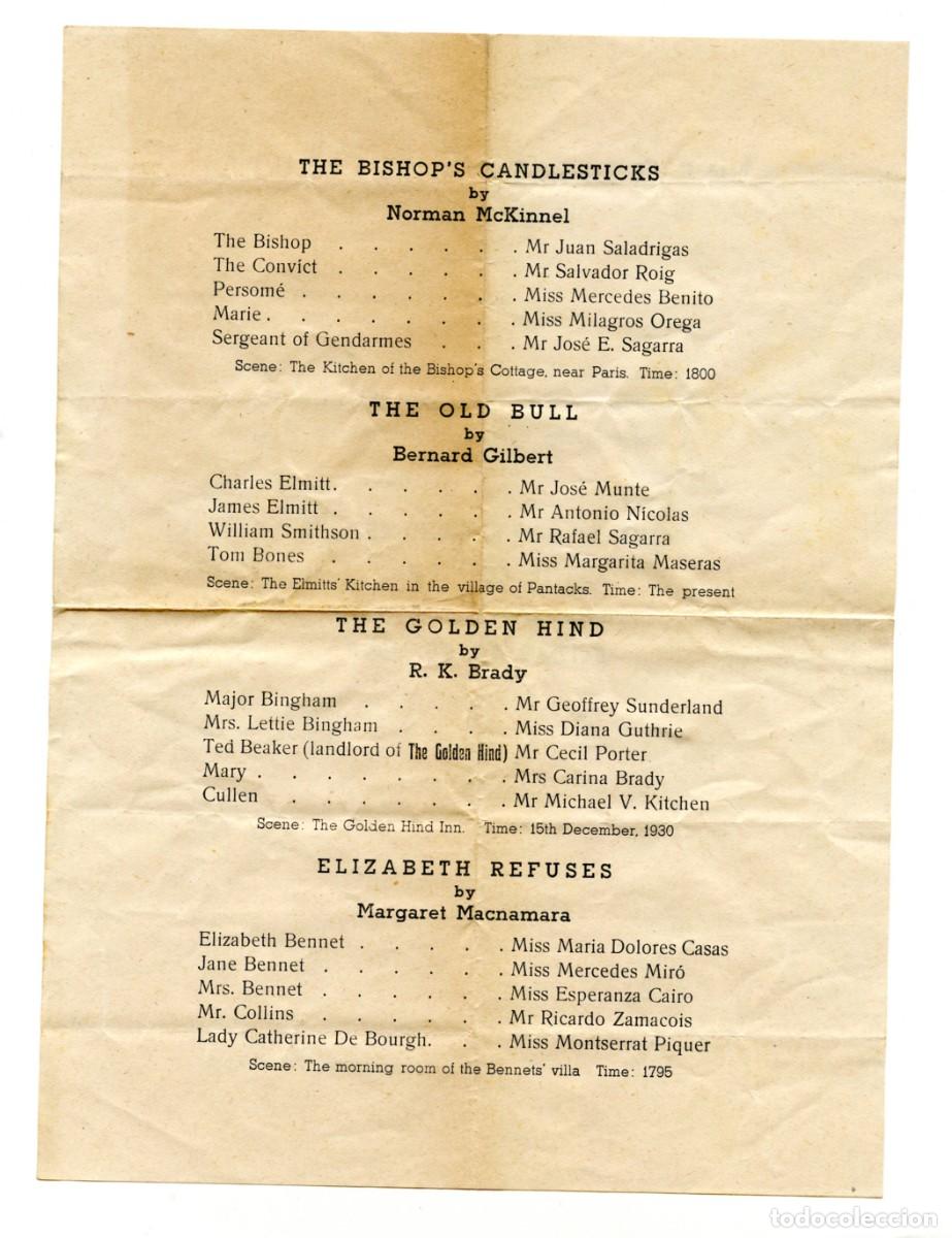 Coleccionismo: British Institute de Barcelona Programa de funciones teatrales (1949) - Foto 2