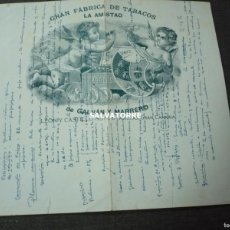Coleccionismo: GRAN FABRICA DE TABACOS LA AMISTAD GALVAN Y MARRERO ARUCAS GRAN CANARIA. Lote 403321469