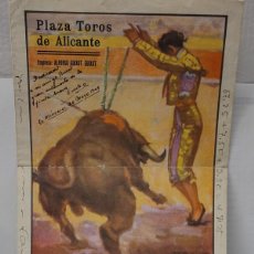 Coleccionismo: PROGRAMA DOBLE PLAZA TOROS DE ALICANTE 6 MAYO 1945 ANUNCIO OFICIAL RETIRADA MANOLETE DIFÍCIL FIRMADO. Lote 403497149