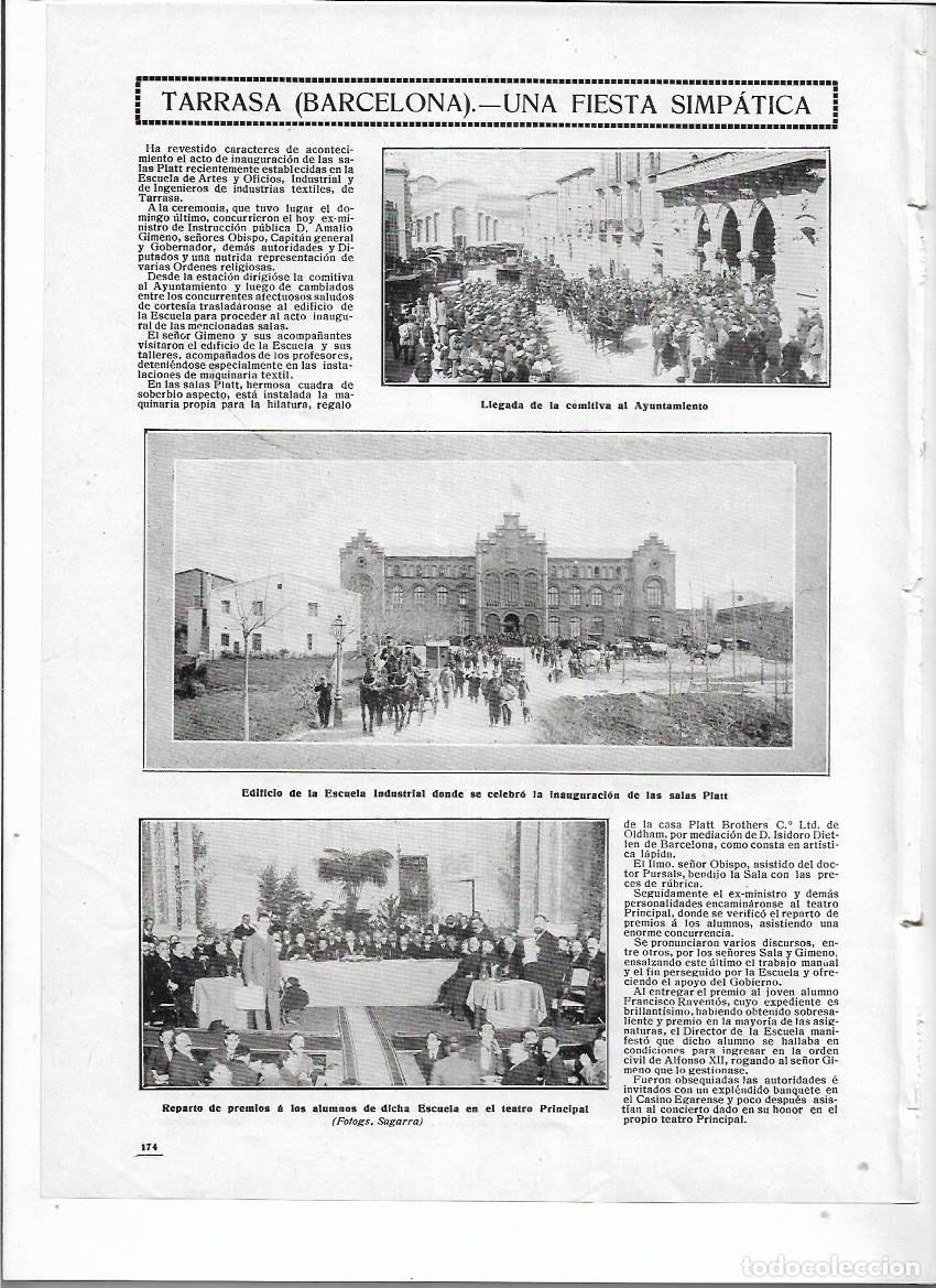 Collezionismo: A&Ntilde;O 1912 RECORTE PRENSA TERRASSA INAUGURACION SALAS PLATT ESCUELA INDUSTRIAL ARTES Y OFICIOS