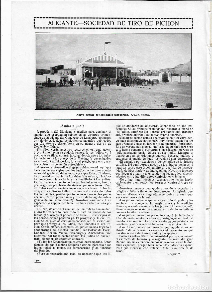 Coleccionismo: A&Ntilde;O 1912 RECORTE PRENSA ALICANTE INAUGURACION EDIFICIO DE LA SOCIEDAD DE TIRO DE PICHON