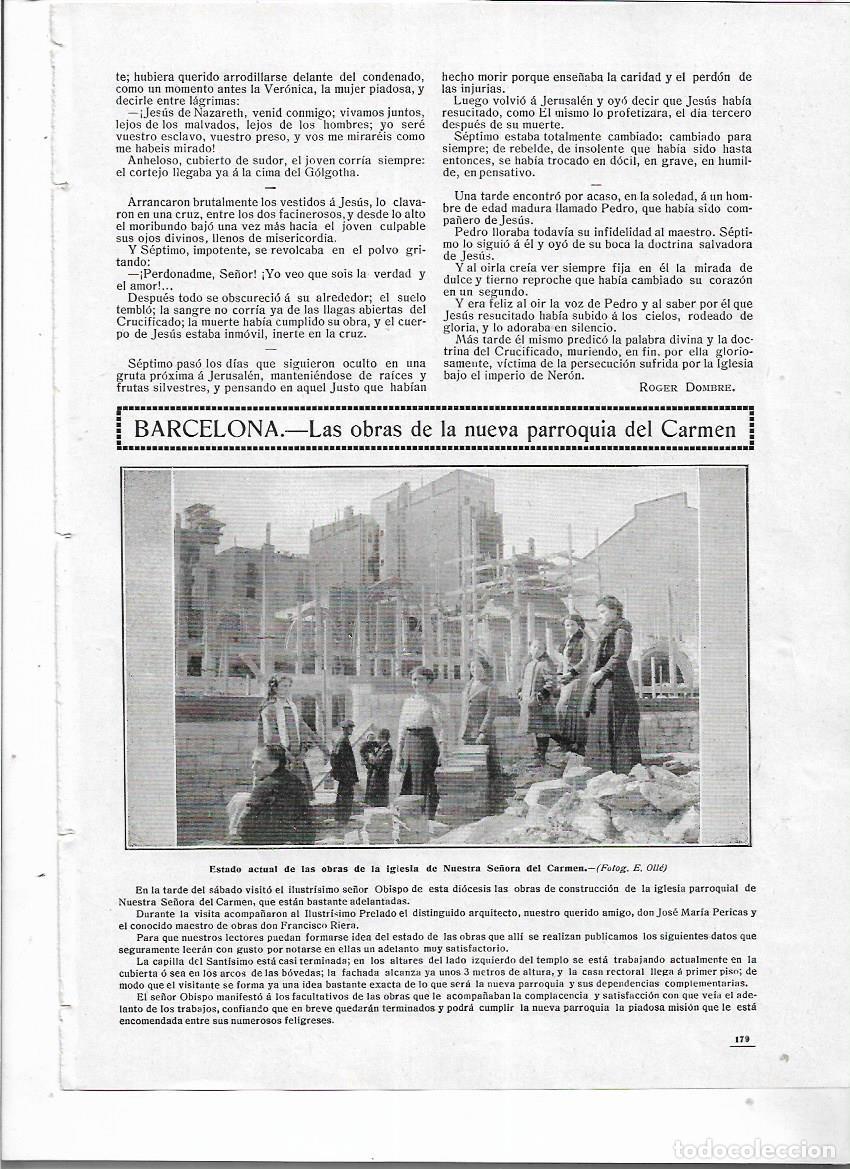 Coleccionismo: A&Ntilde;O 1912 RECORTE PRENSA BARCELONA OBRAS NUEVA IGLESIA DEL CARMEN