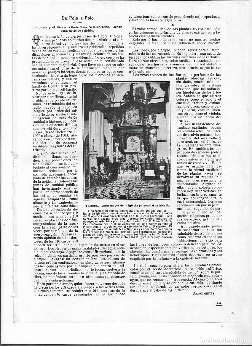 Colecionismo: A&Ntilde;O 1912 RECORTE PRENSA ALCA&Ntilde;IZ TERUEL INAUGURACION IMAGEN SAGRADO CORAZON ALTAR MAYOR IGLESIA