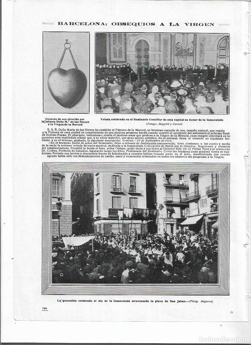 Coleccionismo: A&Ntilde;O 1912 RECORTE PRENSA BCNA CORAZON DE ORO REGALO DE LA INFANTA MARIA DE LAS NIEVES A VERGE MERCE