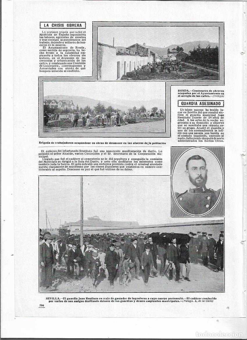 Coleccionismo: A&Ntilde;O 1912 RECORTE PRENSA RONDA SEQUIA OBREROS CONTRATADOS POR EL AYUNTAMIENTO ARREGLO DE CALLES