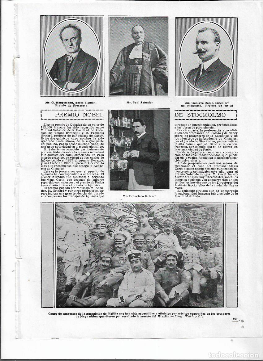 Coleccionismo: A&Ntilde;O 1912 RECORTE PRENSA ESTOCOLMO PREMIO NOBEL QUIMICA FISICA LITERATURA GRINARD HAUPTMANN DALEN