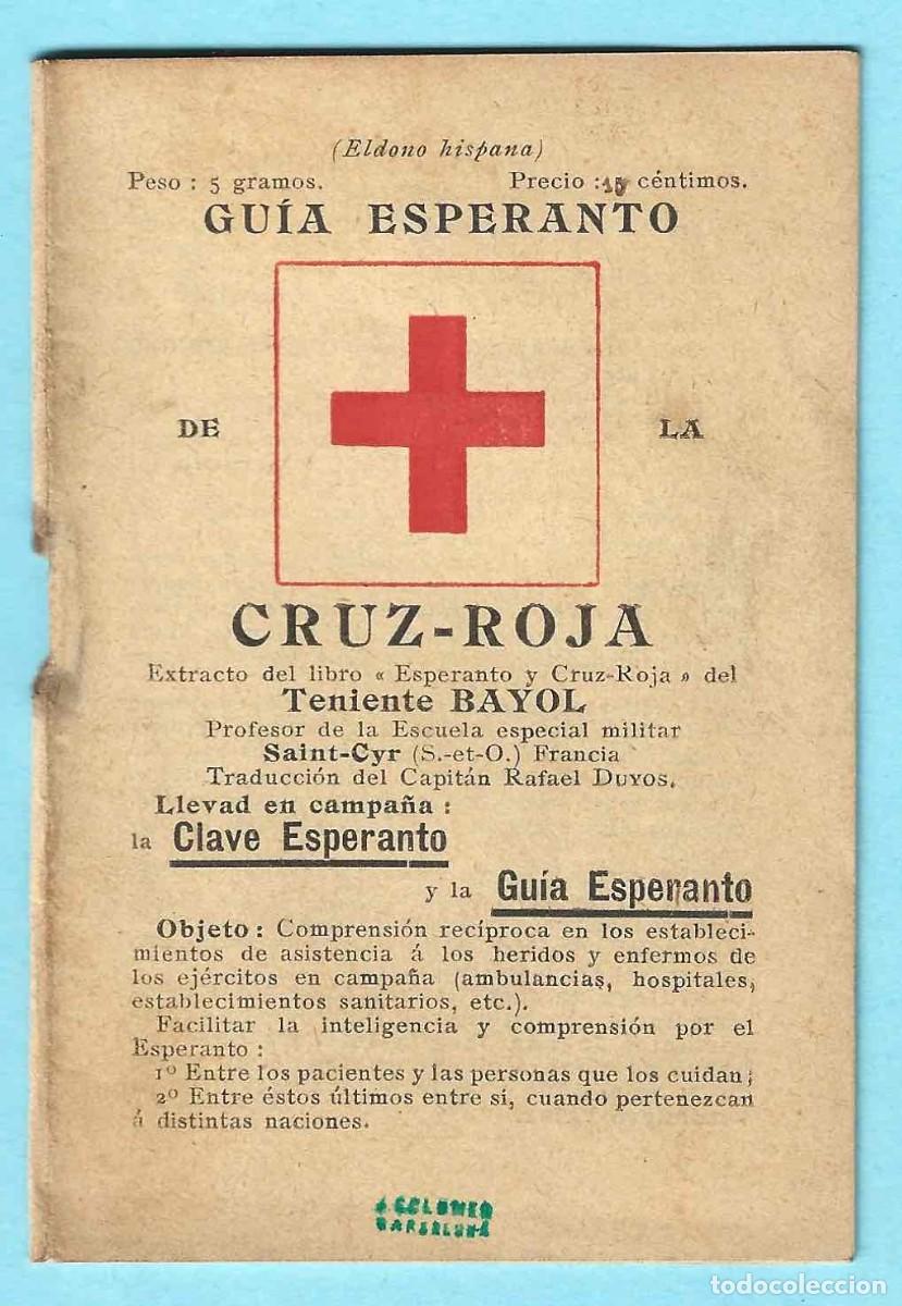 Coleccionismo: GU&Iacute;A DE ESPERANTO DE LA CRUZ ROJA. TENIENTE BAYOL. SIN FECHA