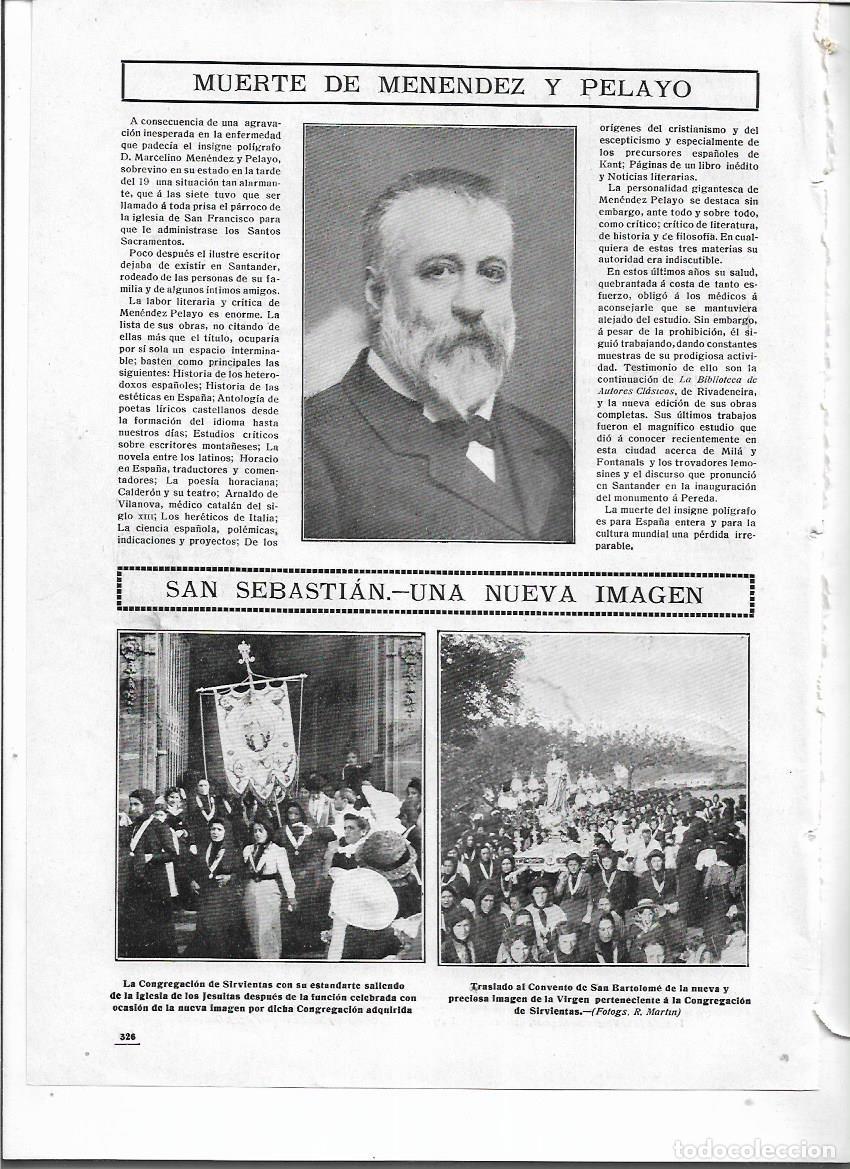 Colecionismo: A&Ntilde;O 1912 RECORTE PRENSA SAN SEBASTIAN NUEVA IMAGEN VIRGEN CONGREGACION DE SIRVIENTAS SAN BARTOLOME