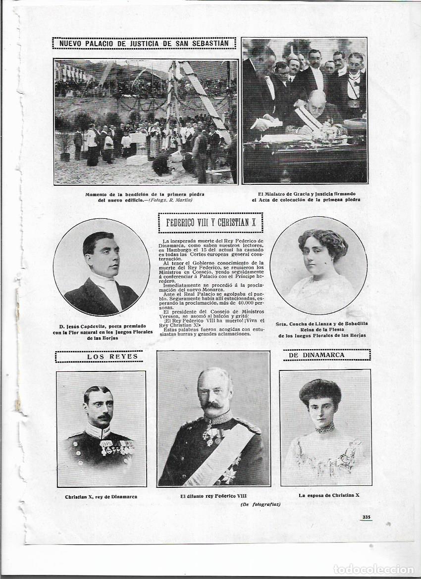 Colecionismo: A&Ntilde;O 1912 RECORTE PRENSA SAN SEBASTIAN BENDICION PRIMERA PIEDRA NUEVO PALACIO DE JUSTICIA