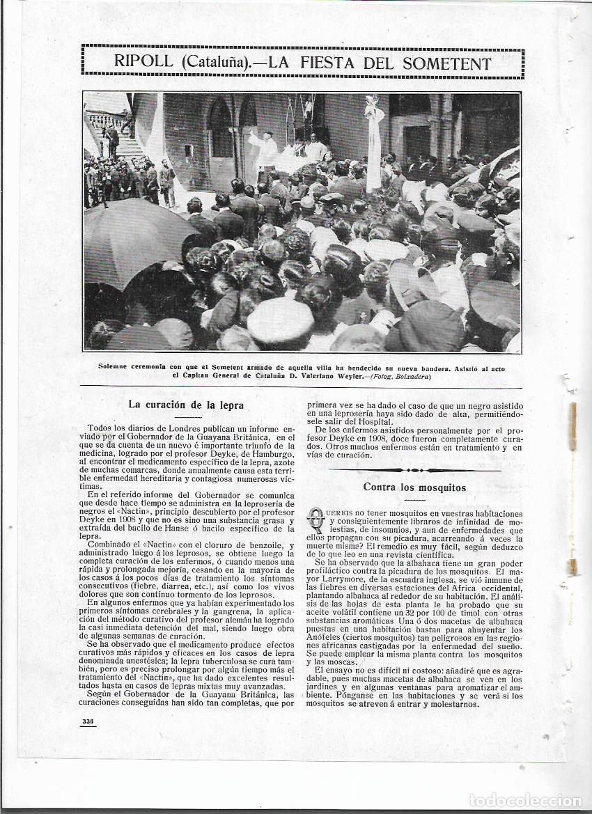 Colecionismo: A&Ntilde;O 1912 RECORTE PRENSA RIPOLL FIESTA DEL SOMATENT BENDICION DE LA BANDERA ASISTENCIA DE WEYLER
