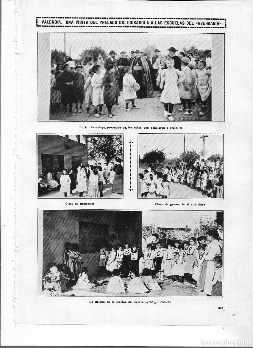 Colecionismo: A&Ntilde;O 1912 RECORTE PRENSA VALENCIA VISITA DEL ARZOBISPO GUISASOLA A LAS ESCUELAS DEL AVE MARIA