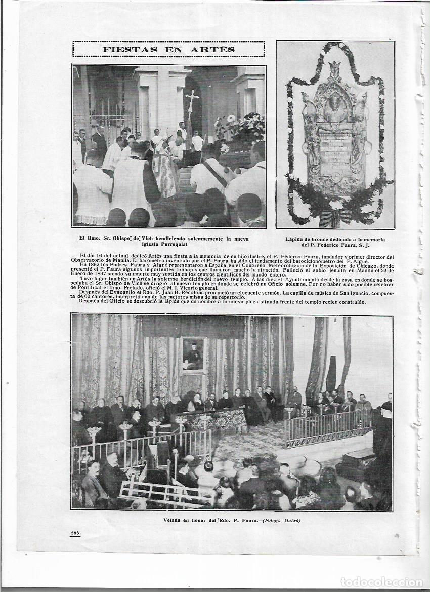 Collectionnisme: A&Ntilde;O 1912 RECORTE PRENSA ARTES ART&Eacute;S INAUGURACION NUEVA IGLESIA FEDERICO FAURA