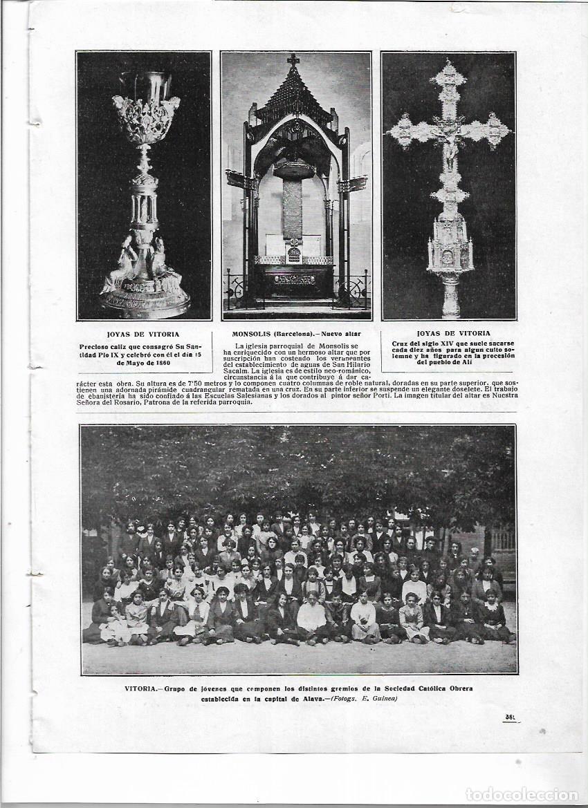Collezionismo: A&Ntilde;O 1912 RECORTE PRENSA VITORIA JOYAS RELIGIOSAS CALIZ CRUZ JOVENES GREMIOS SOCIEDAD OBRERA