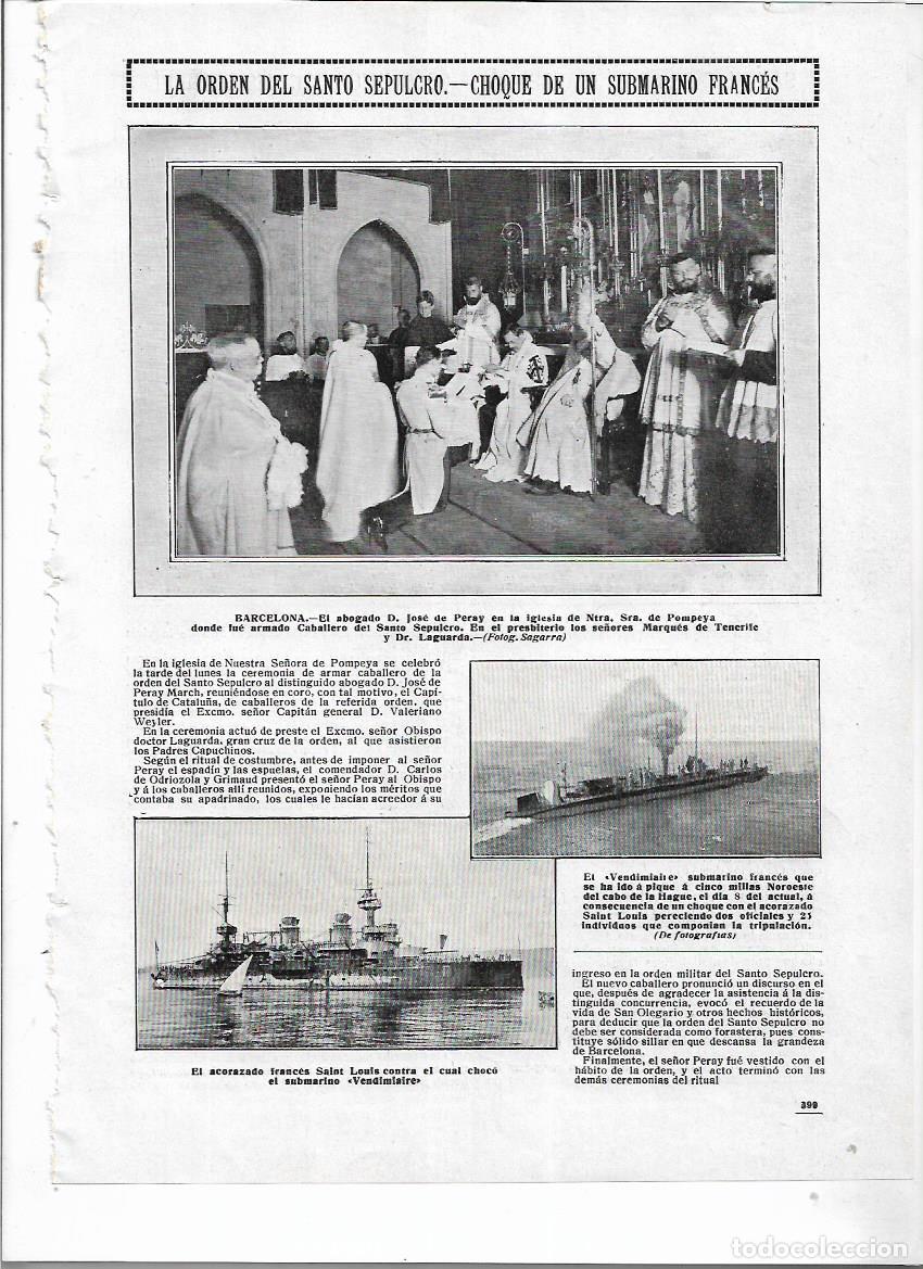 Collezionismo: A&Ntilde;O 1912 RECORTE PRENSA BARCELONA ABOGADO JOSE DE PERAY ARMADO CABALLERO DEL SANTO SEPULCRO